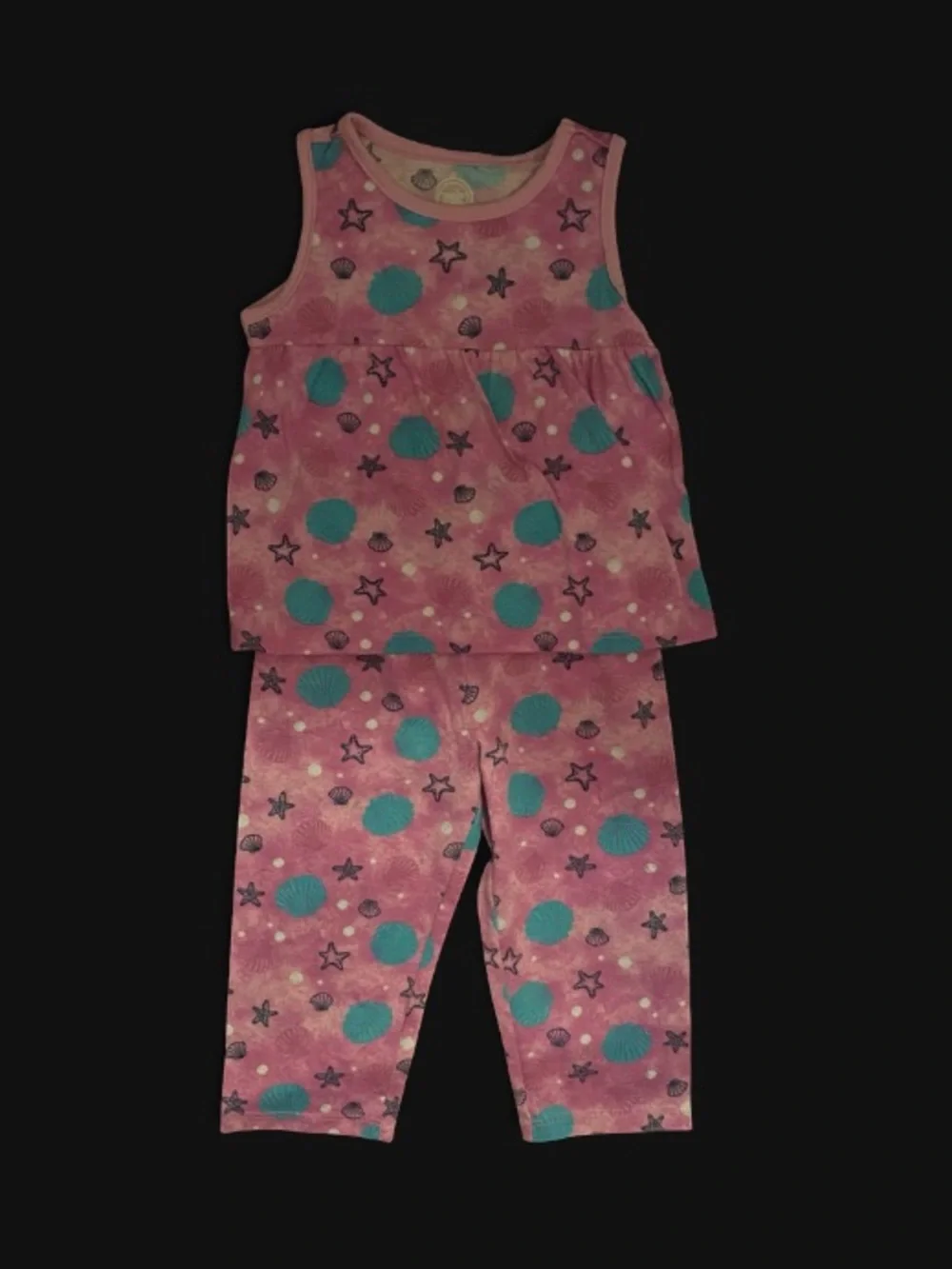 wonder nation Pink Sleeveless Pajama Set with Teal Dot Print